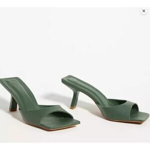 NIB NEW Vicenza Green Square Toe Mules Shoes Heels Size 40 9.5 Anthropologie